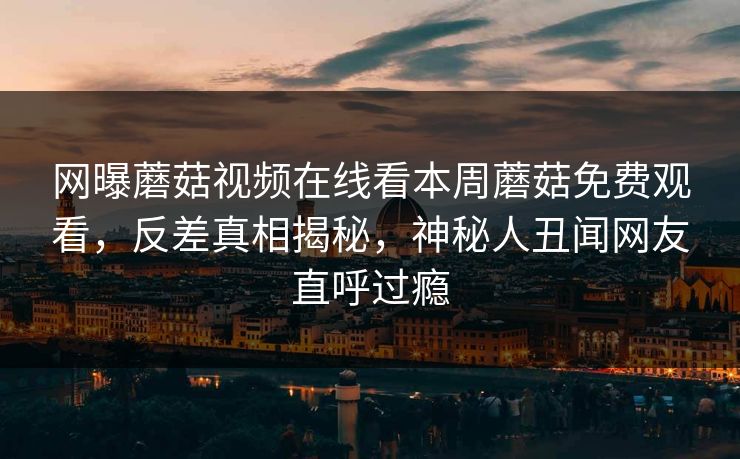 网曝蘑菇视频在线看本周蘑菇免费观看，反差真相揭秘，神秘人丑闻网友直呼过瘾